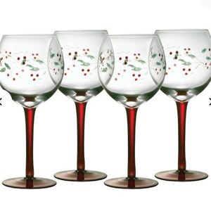 NEW-Pfaltzgraff Winterberry Wine Goblet-4 pieces